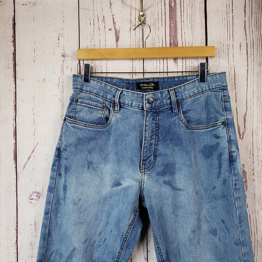 Urban Star Denim Jeans Mens Size 32x29 Light Wash Distressed Cotton Blue
